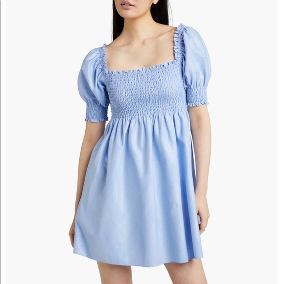 Athena Mini/Short Nap Dress blue shimmer bridal lounge cotton XS 0/2 - Picture 2 of 5